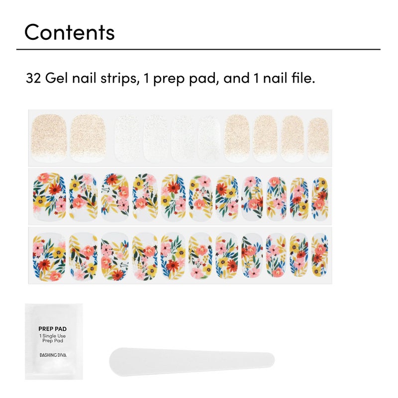 Dashing Diva Gloss Nail Strips - Wallflower Frenzy - UV Free, Chip Resistant, Long Lasting Gel Stickers - Contains 32 Wraps, 1 Prep Pad, 1 File - Image 3