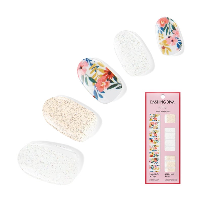 Dashing Diva Gloss Nail Strips - Wallflower Frenzy - UV Free, Chip Resistant, Long Lasting Gel Stickers - Contains 32 Wraps, 1 Prep Pad, 1 File - Image 1