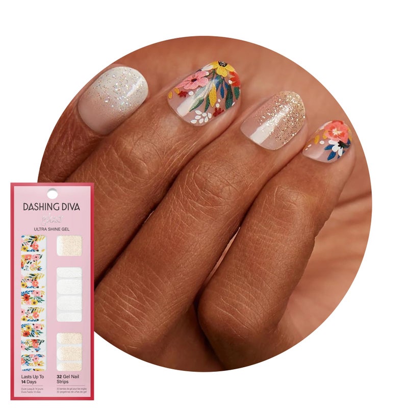 Dashing Diva Gloss Nail Strips - Wallflower Frenzy - UV Free, Chip Resistant, Long Lasting Gel Stickers - Contains 32 Wraps, 1 Prep Pad, 1 File - Image 2