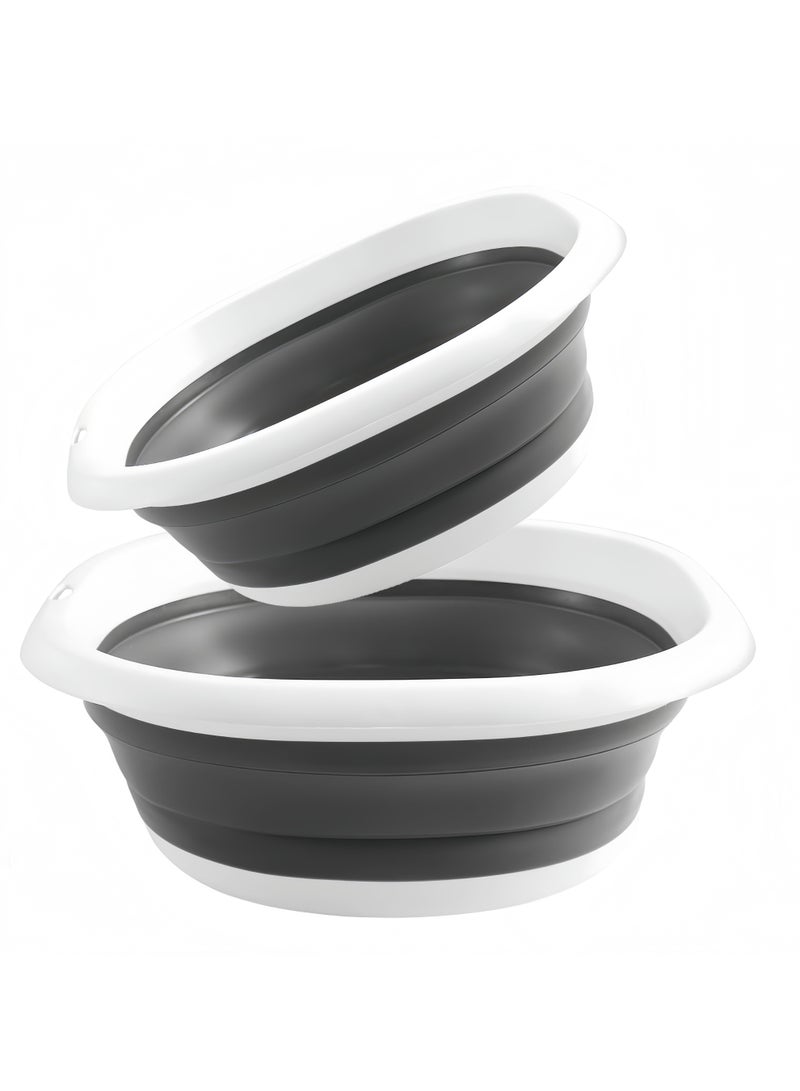 مجموعة حوض غسيل متعدد الوظائف قابل للطي من قطعتين - خفيف الوزن، موفر للمساحة، قابل للطي، مناسب للعناية بالطفل، في الهواء الطلق، السفر، والاستخدام العائلي، متوفر بحجمين (5 لتر/10 لتر)، رمادي - Image 1