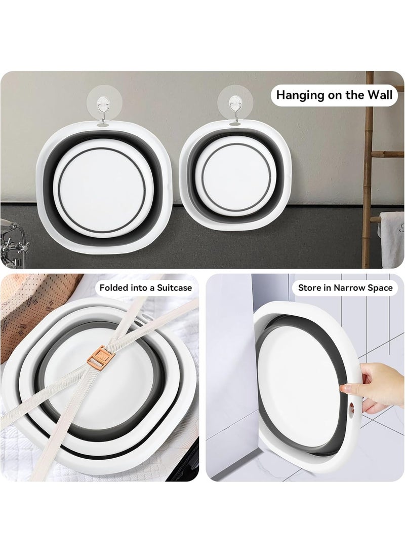 مجموعة حوض غسيل متعدد الوظائف قابل للطي من قطعتين - خفيف الوزن، موفر للمساحة، قابل للطي، مناسب للعناية بالطفل، في الهواء الطلق، السفر، والاستخدام العائلي، متوفر بحجمين (5 لتر/10 لتر)، رمادي - Image 5