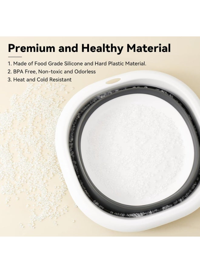 مجموعة حوض غسيل متعدد الوظائف قابل للطي من قطعتين - خفيف الوزن، موفر للمساحة، قابل للطي، مناسب للعناية بالطفل، في الهواء الطلق، السفر، والاستخدام العائلي، متوفر بحجمين (5 لتر/10 لتر)، رمادي - Image 3