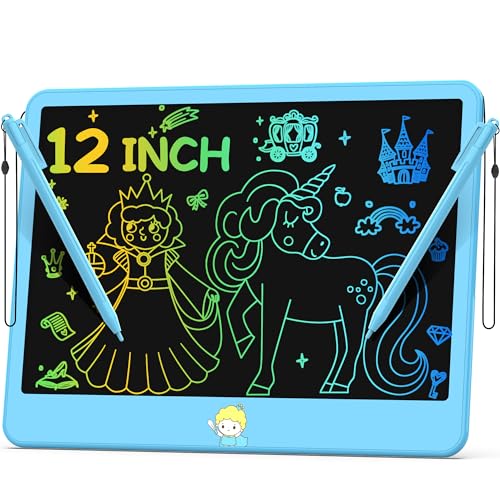 Hockvill LCD Writing Tablet for Kids 12 Inch Toys for Boys Girls Drawing Pad for 3 4 5 6 7 Year Old Kids Toys Toddler Erasable Doodle Board Travel Essentials Easter Basket Stuffer for Kids Blue - Image 1
