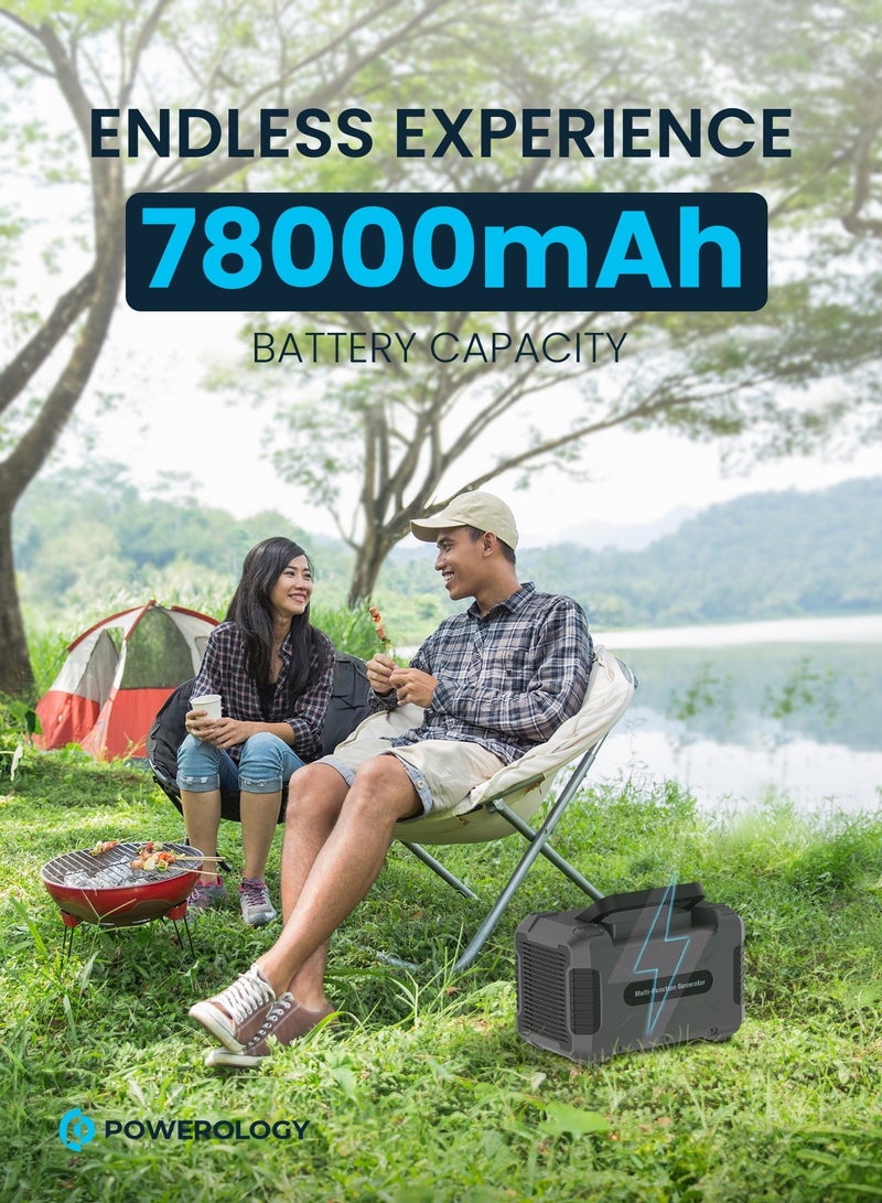 باورولوجي مولد طاقة بقوة 78000 مللي أمبير بقدرة 300 وات إخراج موجة جيبية نقية مع حزمة بطارية عالية الكثافة ، حماية مدمجة ، لوحة معلومات LCD ، درجة حرارة تشغيل من 10 درجة مئوية إلى 40 درجة مئوية ، 500 واط ماكس ا - Image 3