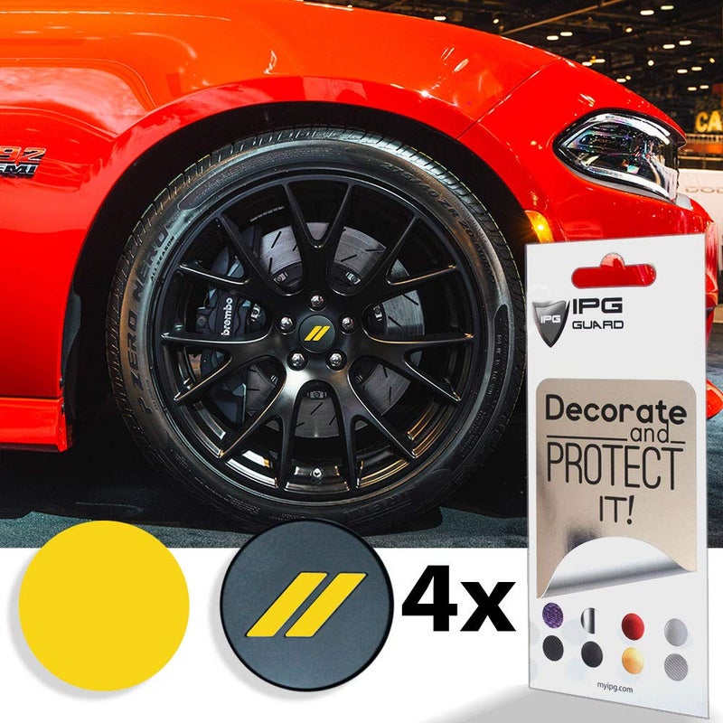 IPG for 20172019 Dodge Challenger Hash Rhombus Center Cap Overlay Decals Set of 4 Yellow