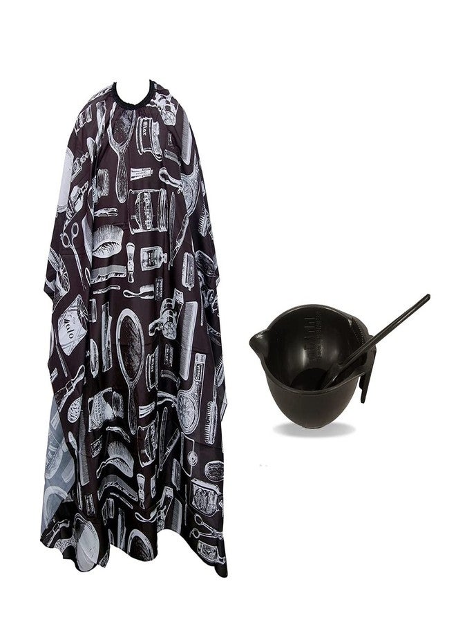 Utkarsh Combo Of Hair Coloring Dye Bowl With Brush And Black Print Hair Cutting Sheet - Image 1