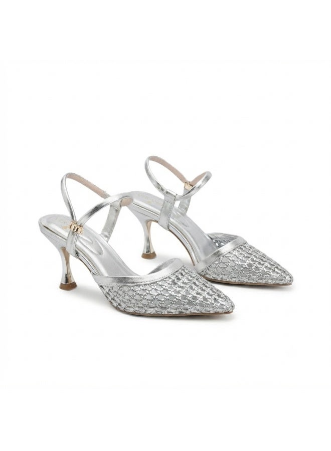 Vbranda Mesh Heels with Elegant Details & Cross Straps C-148 - Image 2