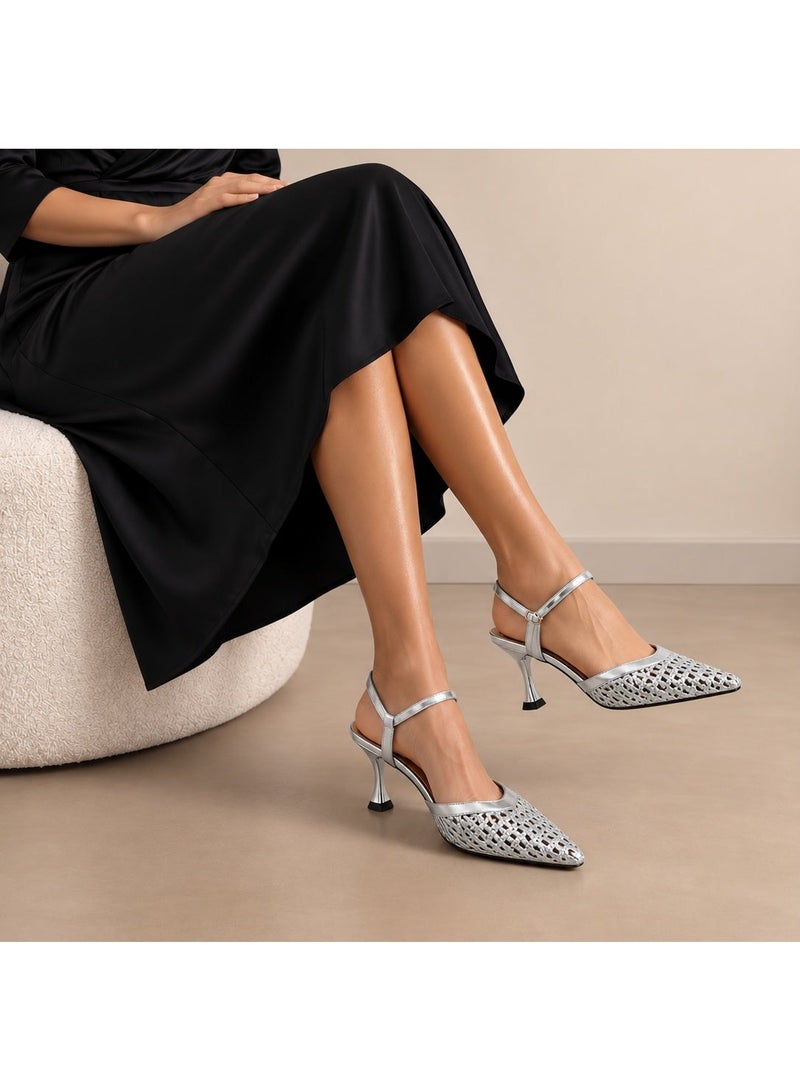 Vbranda Mesh Heels with Elegant Details & Cross Straps C-148 - Image 1