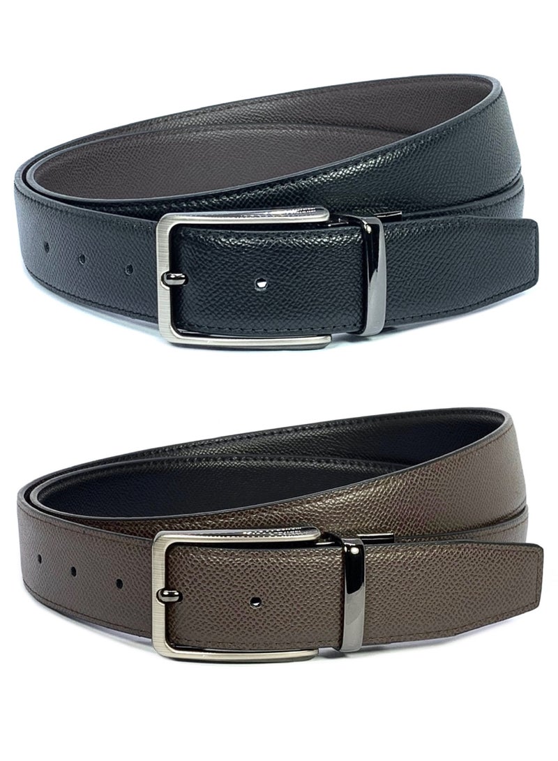 FOCUS Focus Faux Leather Reversible Belt for Men Stylish Formal Belt with Adjustable Buckle – Black & Brown Men's Belt for Formal Wear, Trouser Belt, Gifts for Men  - Image 1