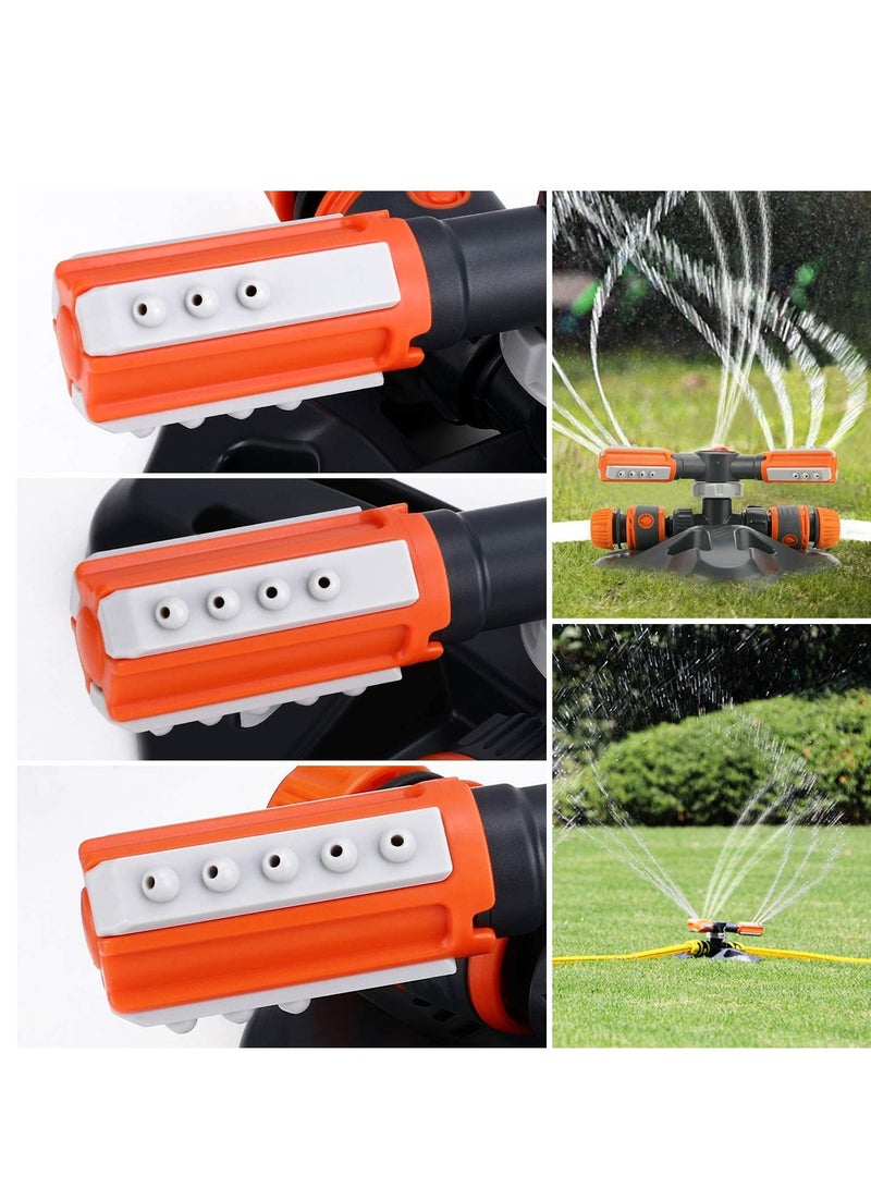 SYOSI Garden Sprinkler, Lawn Sprinkler Automatic 360 Degree Rotating 3 Arm Lawn Water Sprinkler System with Quick Connectors for Watering Plants or Summer Outdoor Play (Orange) - Image 3