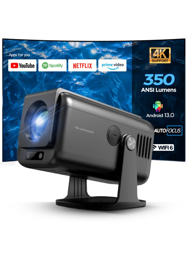 Wownect FLIP Pro Fully Automatic 200" Screen 4K Smart Projector| Latest Android 13.0, 350 ANSI Lumens, Native 1080P, 2.4/5G Dual Band WiFi, Bluetooth 5.0, Portable Home Theater Video Projector WP100 Flip Pro