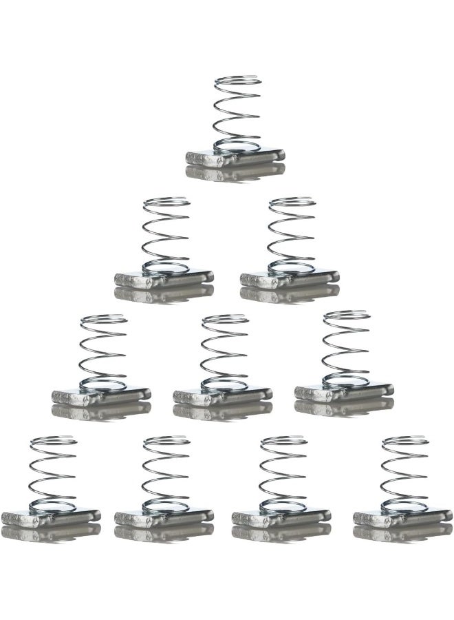 Biella Strut Channel Nuts, M8 - Spring Channel Nuts With Zinc Electroplate Finish, Long Spring Nuts Great For Use With Strut Channel (10 Pack)  - Image 1