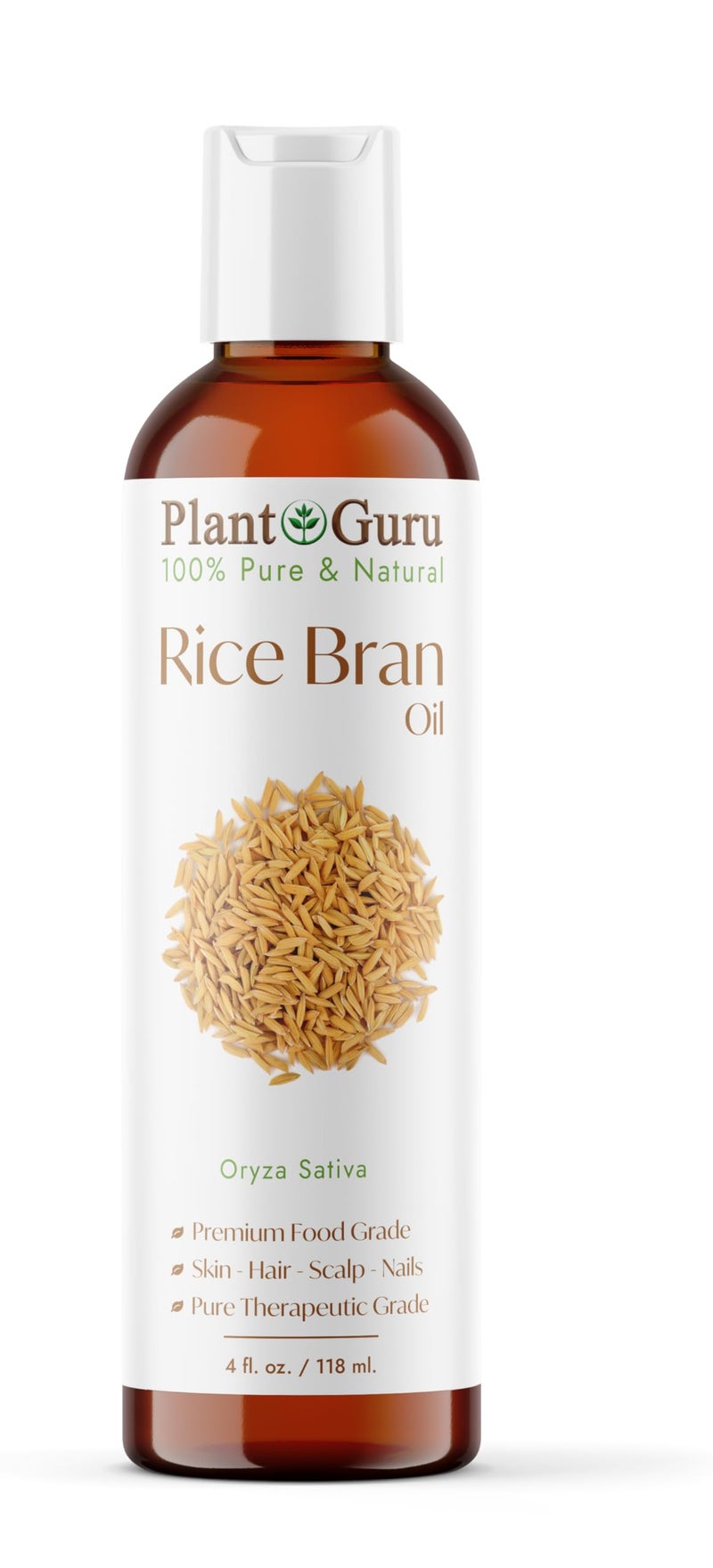 Rice Bran Oil 4 fl oz 100 Pure Natural Carrier Oil for Skin Face Body and Hair Moisturizing Great for DIY Creams Lotions and Lip Balms