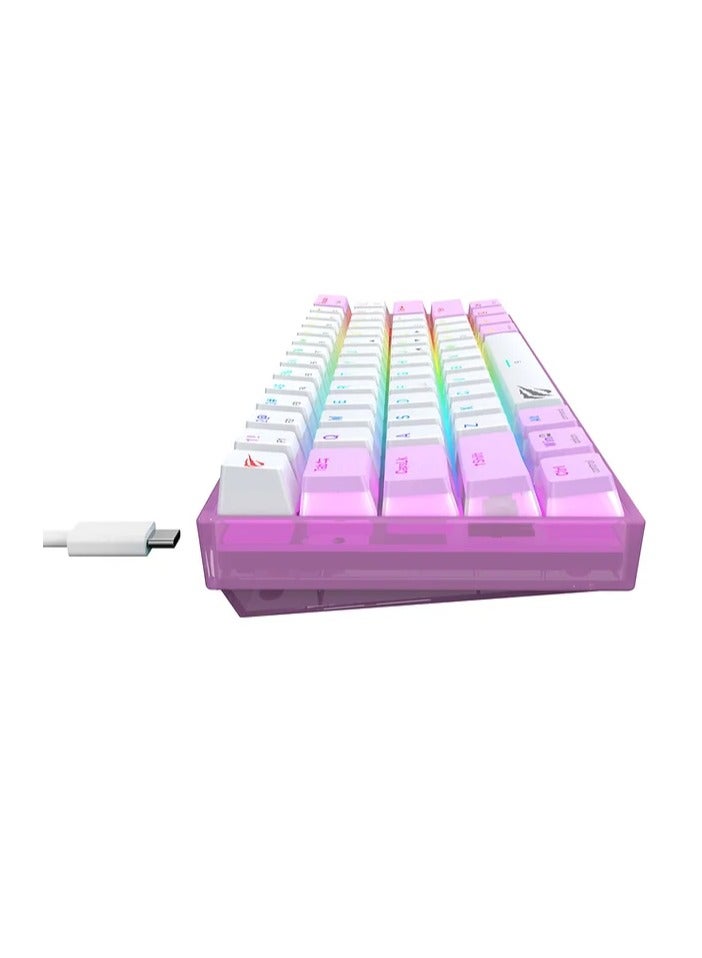 هافيت لوحة مفاتيح الألعاب USB-C Rgb Membrane باللون الوردي Kb877L - Image 4