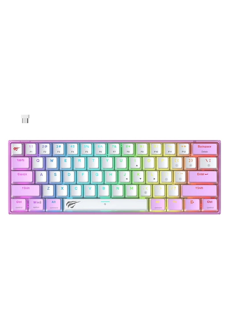 هافيت لوحة مفاتيح الألعاب USB-C Rgb Membrane باللون الوردي Kb877L - Image 1