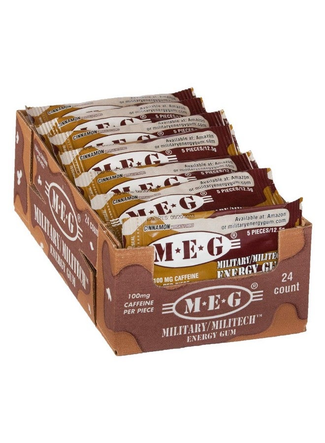 MEG Military Energy Gum | 100Mg Of Caffeine Per Piece + Increase Energy + Boost Physical Performance + Cinnamon 24 Pack (120 Count) - Image 1