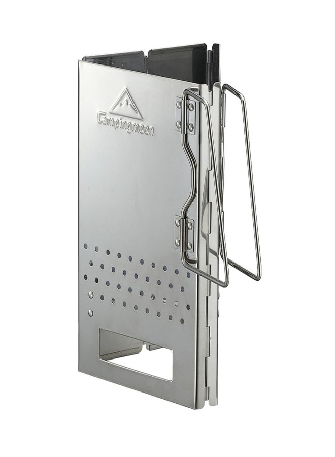 كامبينج مون CAMPINGMOON فرن حطب من الفولاذ المقاوم للصدأ، أفران فحم خشبية صغيرة، حامل قابل للطي للشواء، رف شواء للطهي والتخييم والمشي لمسافات طويلة وتسلق الجبال - Image 1