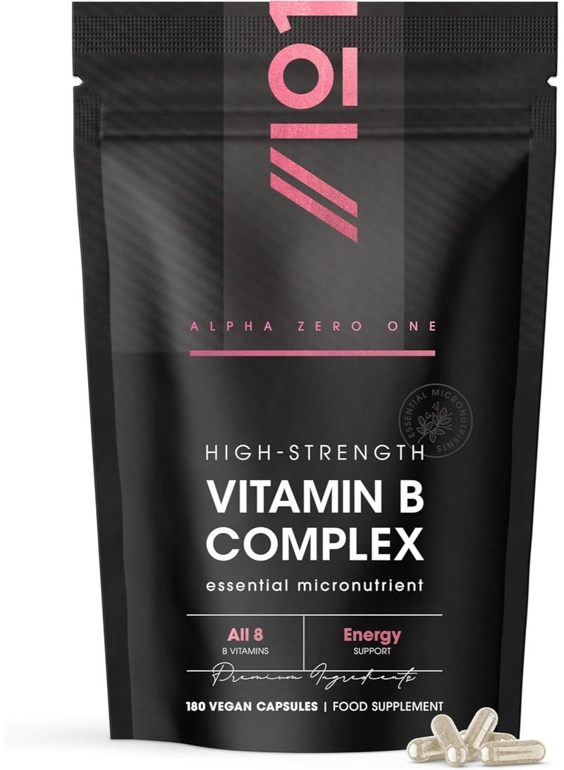 ALPHA01 Vitamin B Complex (All 8 B Vitamins) – Supports Energy & Nervous System, 180 Capsules - Image 1