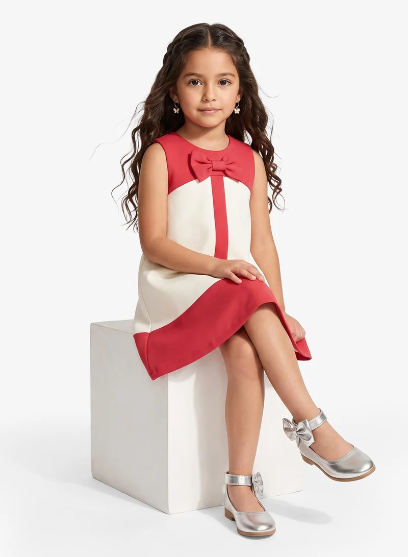 Little Golden Apple Bow Accent Dress