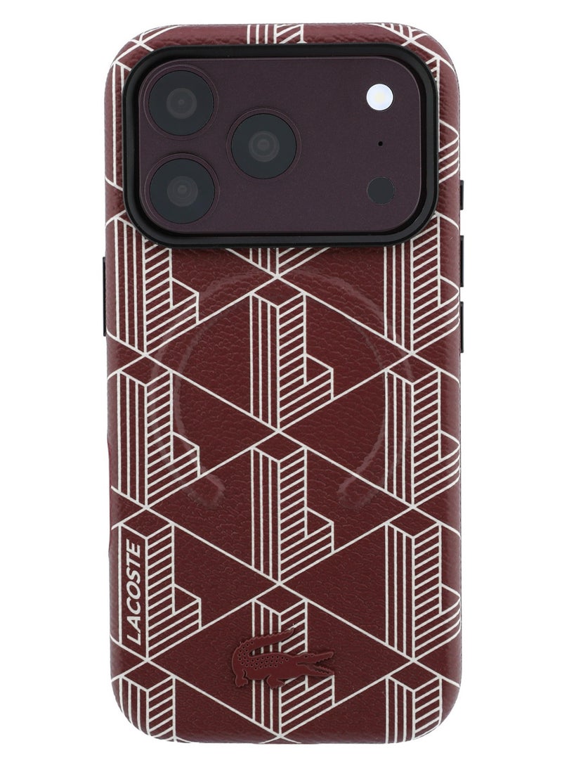 LACOSTE iPhone 18 Pro Max MagSafe Case PU Leather Blend Embossed Hard Case - Image 3