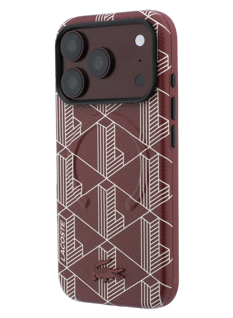 LACOSTE iPhone 18 Pro Max MagSafe Case PU Leather Blend Embossed Hard Case - Image 2