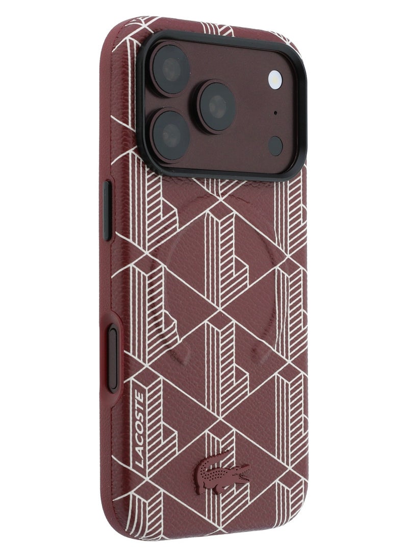 LACOSTE iPhone 18 Pro Max MagSafe Case PU Leather Blend Embossed Hard Case - Image 4