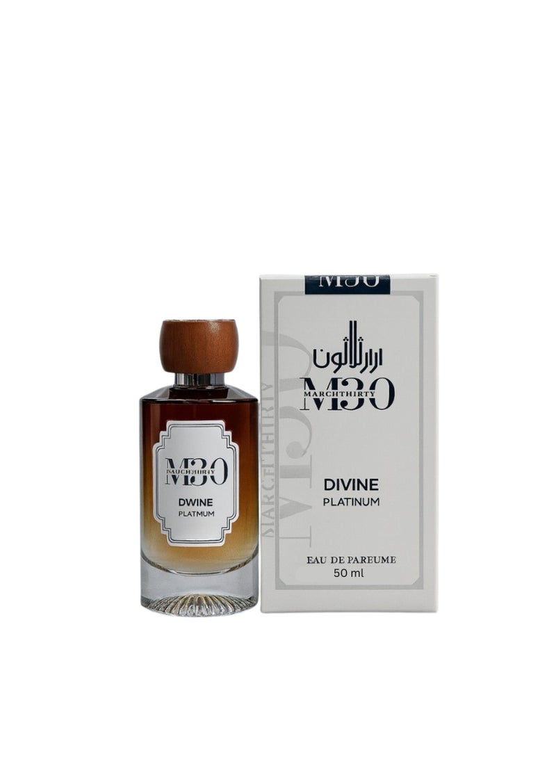 March Thirty MARCHTHIRTY Divine Platinum Eau de Parfum 50ml – Long-Lasting Unisex Fragrance with Oud, Leather & Spicy Notes - Image 2