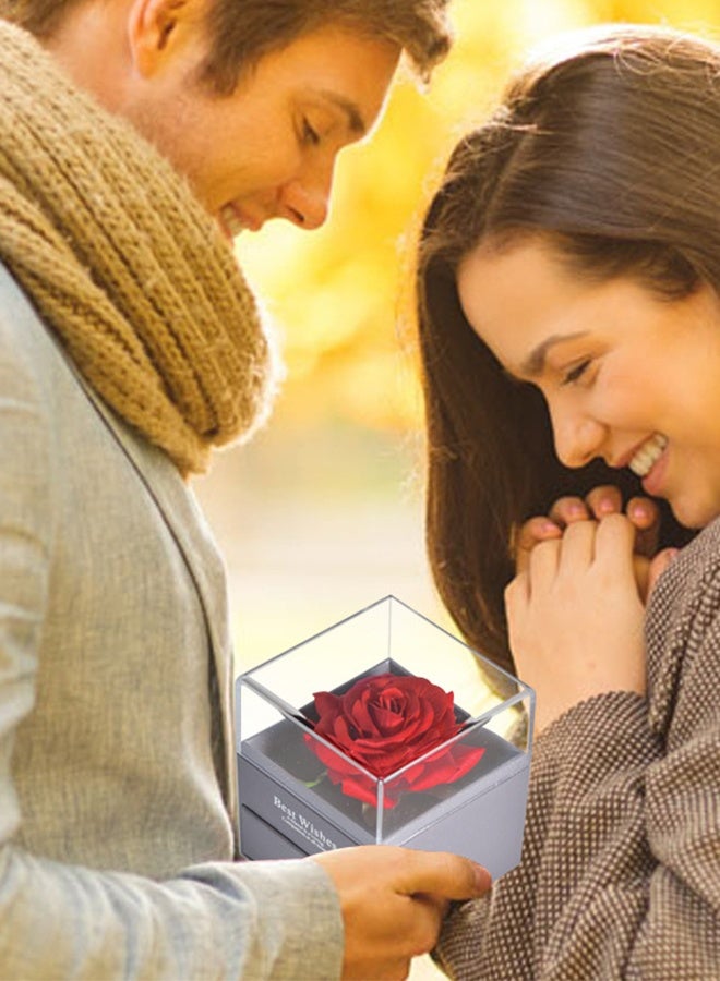 Lemon Preserved Flowers Gift Box Set Forever Red Rose with Necklace and Earrings for Mom Daughter Girlfriend Wife on Anniversary Wedding Birthday - Image 5