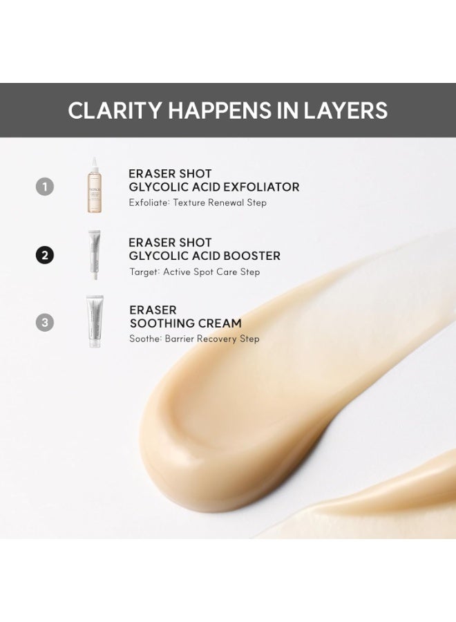 أرينسيا سيروم Arencia Eraser Shot Glycolic Acid Booster – سيروم مقشّر للوجه يحتوي على AHA وBHA مع حمض الجليكوليك، مصمم للعناية بالبشرة المعرضة لحب الشباب، وتحسين مظهر المسام وتنعيم ملمس البشرة.  يتميز بتركيبة خفيفة مناسبة للاستخدام اليومي ضمن روتين العناية بالبشرة، ويساعد على تقشير لطيف وتحسين صفاء البشرة وتقليل مظهر الشوائب.  الحجم: 30 مل. - Image 4
