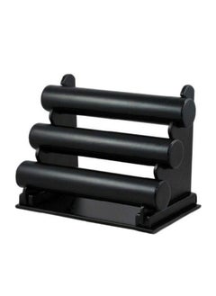ZCM-HAPPY Black Leather Three Layer Jewelry Stand Display, Elegant Display for Bracelets, Necklaces and Wrist Watches, Jewellery Organizer  - Image 3