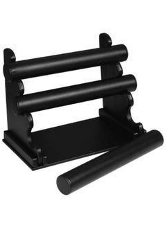 ZCM-HAPPY Black Leather Three Layer Jewelry Stand Display, Elegant Display for Bracelets, Necklaces and Wrist Watches, Jewellery Organizer  - Image 4