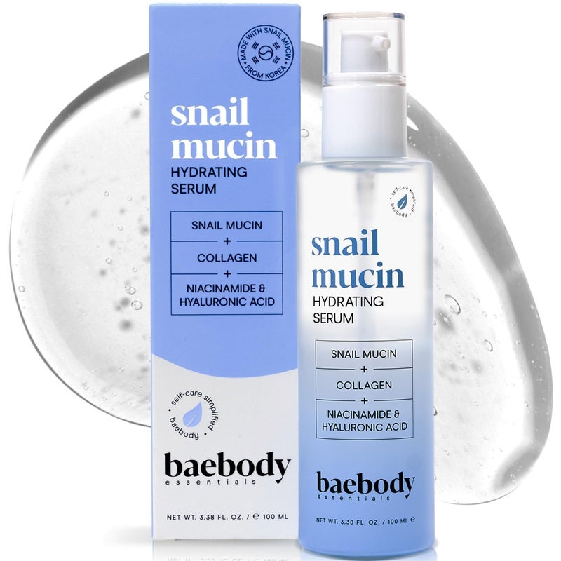 Baebody Snail Mucin Serum Moisturizer - Hydrating Serum for Face with Collagen - Snail Mucin Moisturizer for Youthful Skin - Korean Skin Care Inspired, Skincare Beauty Products for Women (3.38 fl oz) - Image 1