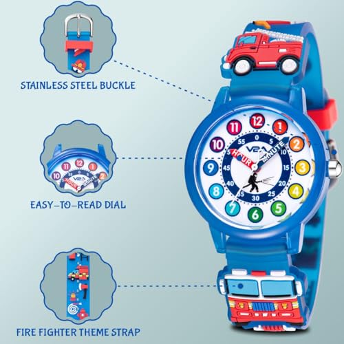V2A Watches for Kids boy Girls – Cute 3D Cartoon Design, Soft Multicolor Silicone Strap, 30M Water-Resistant, Quartz Movement, Fun Time Learning, Birthday Return Gift for Kids Aged 3-10 Years - Image 2