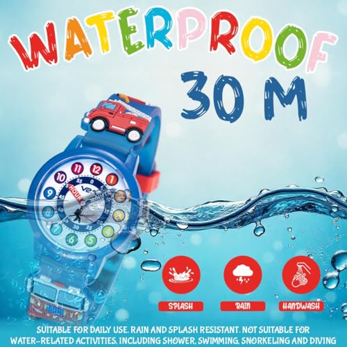 V2A Watches for Kids boy Girls – Cute 3D Cartoon Design, Soft Multicolor Silicone Strap, 30M Water-Resistant, Quartz Movement, Fun Time Learning, Birthday Return Gift for Kids Aged 3-10 Years - Image 4