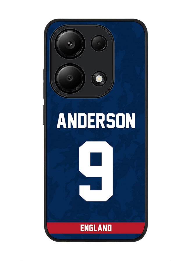 Stylizedd Rugged Black Edge Case for Xiaomi Redmi Note 13 Pro 4G / Xiaomi Poco M6 Pro 4G, Slim Case Cover- Team England James Anderson, Jersey No 9 - Image 1