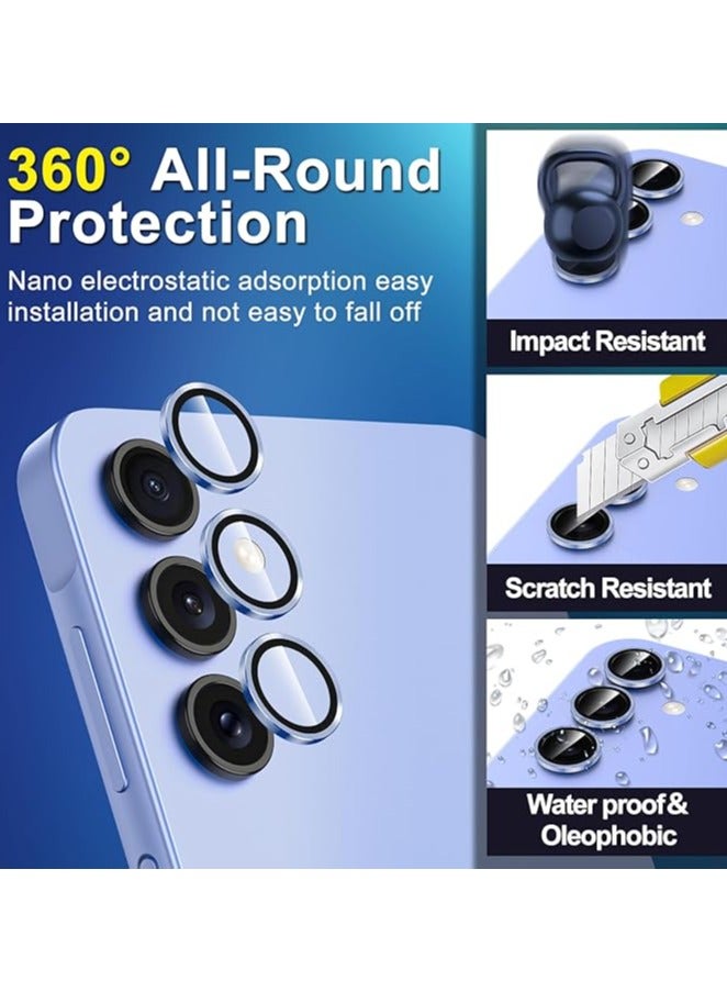 QIRG For Samsung Galaxy A55 5G Camera Lens Protector, Individual Tempered Glass Camera Screen Protector Metal Ring Lens Cover for Samsung Galaxy A55 , 1 Set (Blue) - Image 3