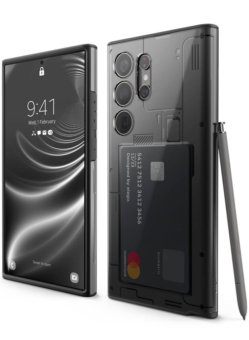 Elago X-Ray for Samsung Galaxy S24 ULTRA Case Cover with Card Holder (2024) - Transparent Black - Image 1