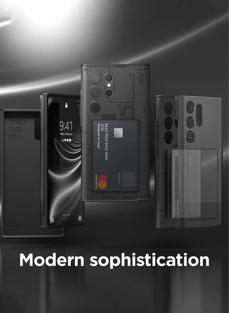 Elago X-Ray for Samsung Galaxy S24 ULTRA Case Cover with Card Holder (2024) - Transparent Black - Image 2