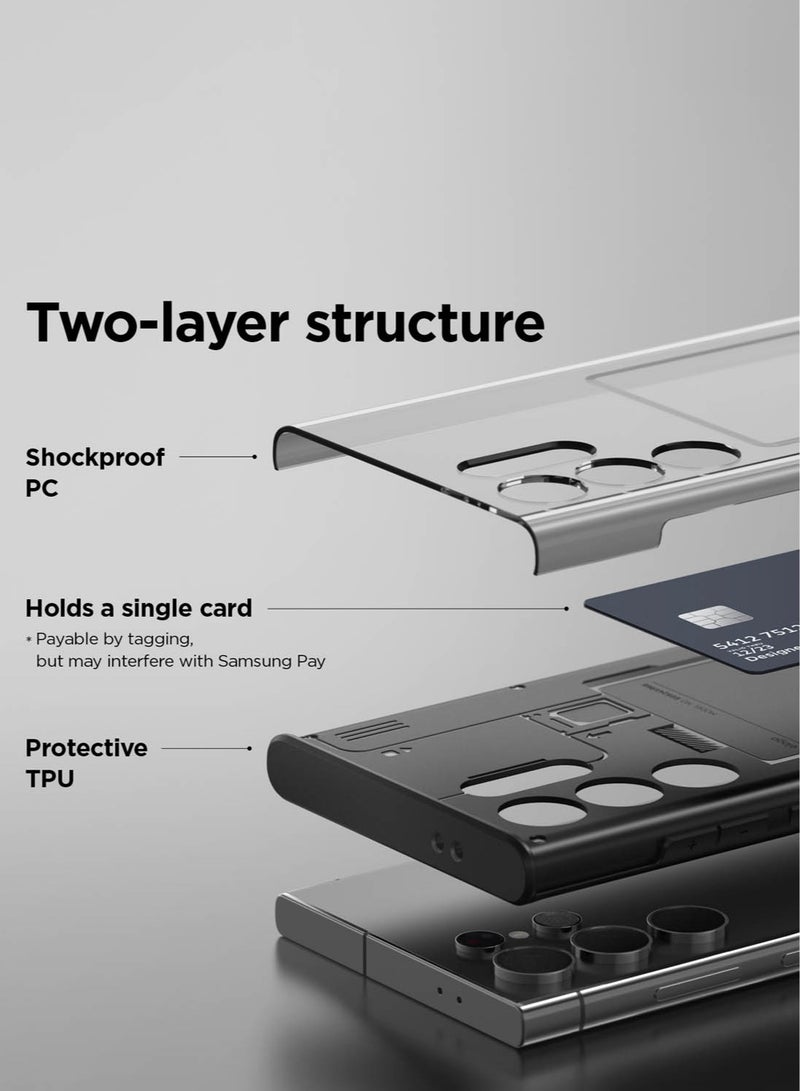 Elago X-Ray for Samsung Galaxy S24 ULTRA Case Cover with Card Holder (2024) - Transparent Black - Image 3