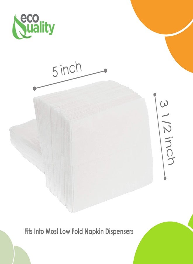 EcoQuality White Low Fold Dispenser Napkins,400/pack 1-Ply, 3 1/2 x 5 in, Dispenser Napkin Refill, Everyday Napkins, Perfect for Restaurants, Diners, Bodegas & Home - Image 2