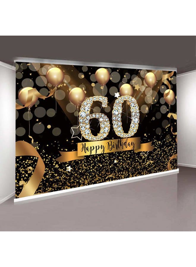 Sensfun Happy 60th Birthday Backdrop for Adult Party 7x5ft Bokeh Circle Glitter Gold Balloon Photography Background Sixty Birthday Black Gold Party Backdrops Diamond 60th Birthday Vinyl Photo Banner - Image 4