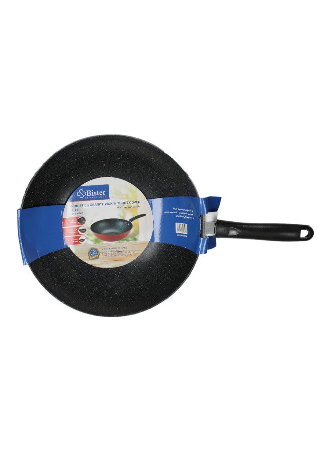 Bister Granite Non-Stick Wok Pan with Long Bakelite Handle, 34 cm, Black and Beige - Image 4