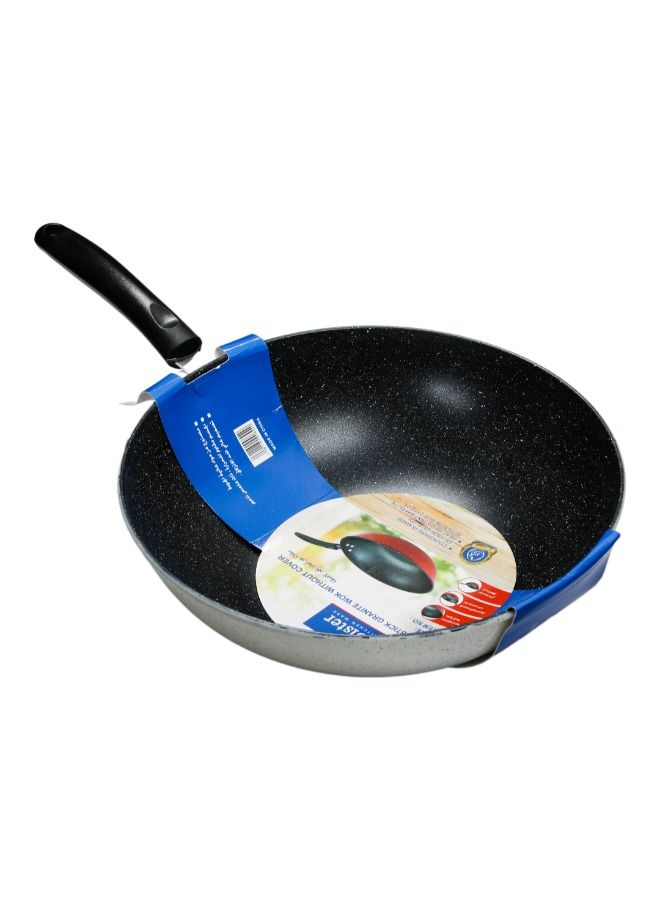 Bister Granite Non-Stick Wok 34 cm – Black and White, Compatible with Induction, Halogen & Gas Stoves (Without Lid) - Image 1
