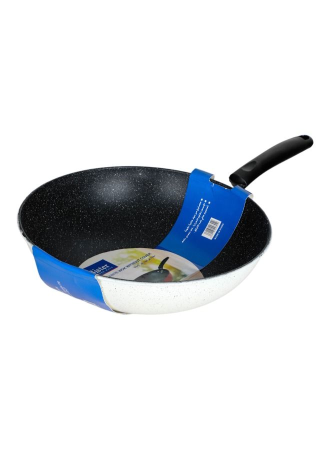 Bister Granite Non-Stick Wok 34 cm – Black and White, Compatible with Induction, Halogen & Gas Stoves (Without Lid) - Image 2