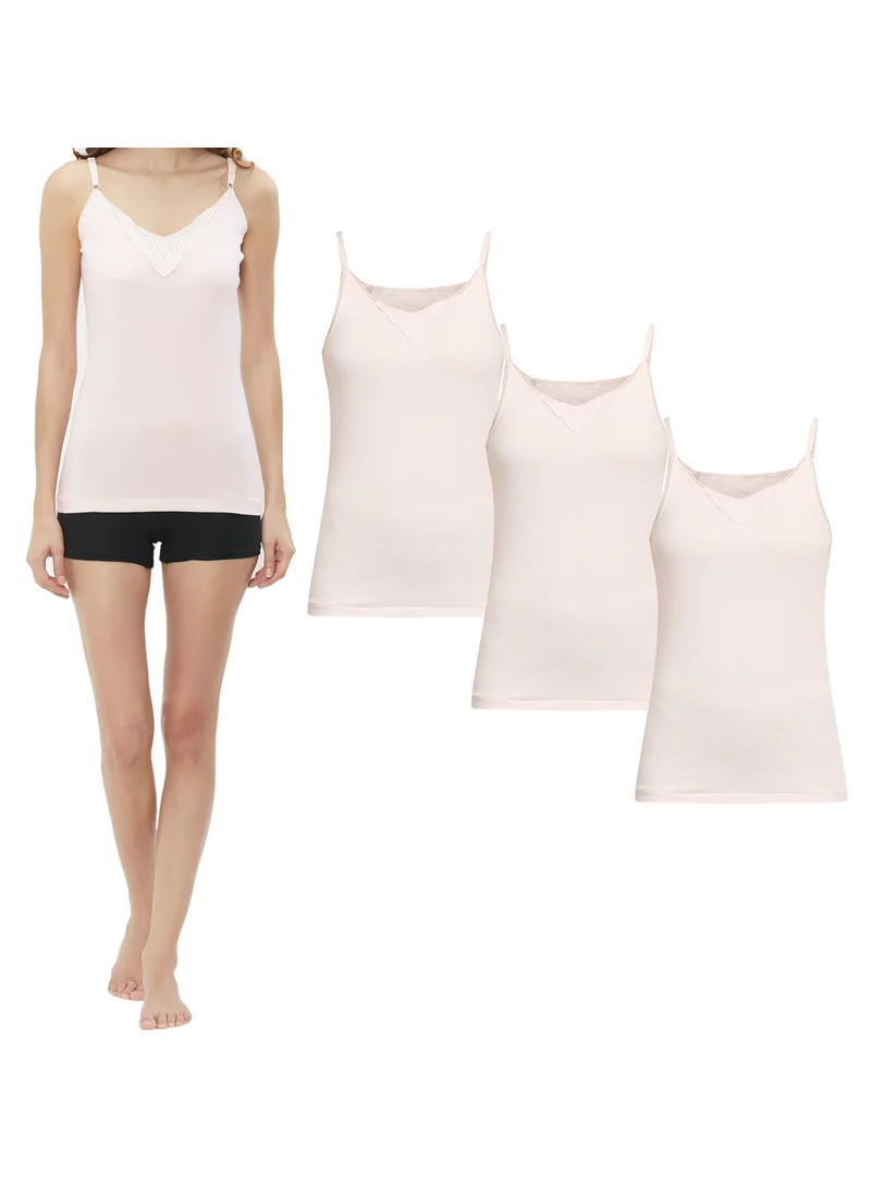 BYC GIRLS ADJUSTABLE STRAP COTTON CAMISOLE (PACK OF 3) - PINK