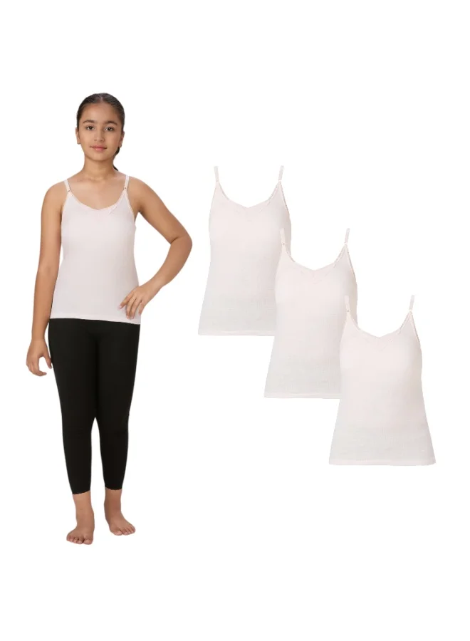 BYC GIRLS ADJUSTABLE STRAP COTTON CAMISOLE (PACK OF 3) - PINK