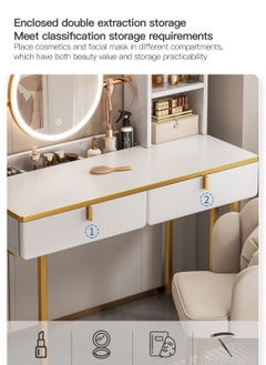 Sharpdo SHARPDO LED Mirror Dresser Desk, Modern Bedroom Vanities Table with Dual Drawer Storage, Make Up Dressing Table for Girls Women (100*41*120CM)  - Image 5