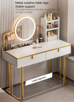 Sharpdo SHARPDO LED Mirror Dresser Desk, Modern Bedroom Vanities Table with Dual Drawer Storage, Make Up Dressing Table for Girls Women (100*41*120CM)  - Image 4