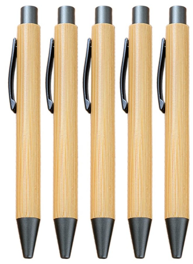 Gullor Natural Bamboo Retractable Ballpoint Pen, Sustainable Pens for Journaling Writing Office Supplies Eco Friendly Pens, 5 Pieces - Image 1