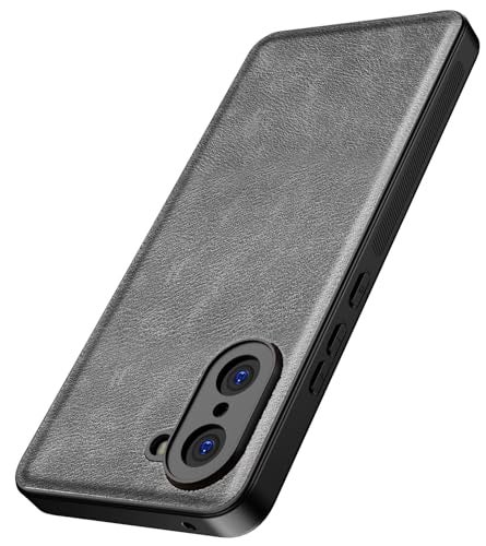 Kapa Tux Leather Back Cover for OnePlus Nord CE 5 | Slim Shockproof Camera Protection Bumper Case (Grey) - Image 1